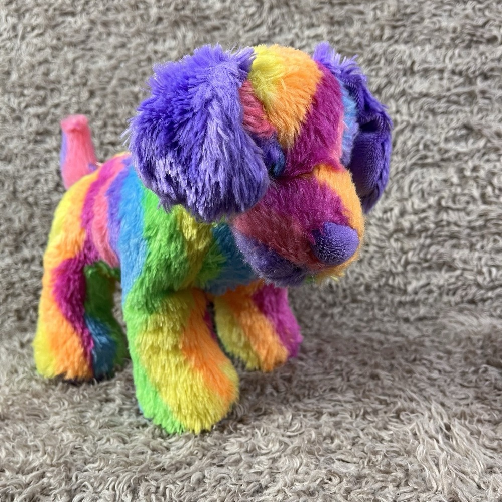 Rainbow Puppy Dog Plush Teddy Mountain Stuffed Animal Smile Vibrant